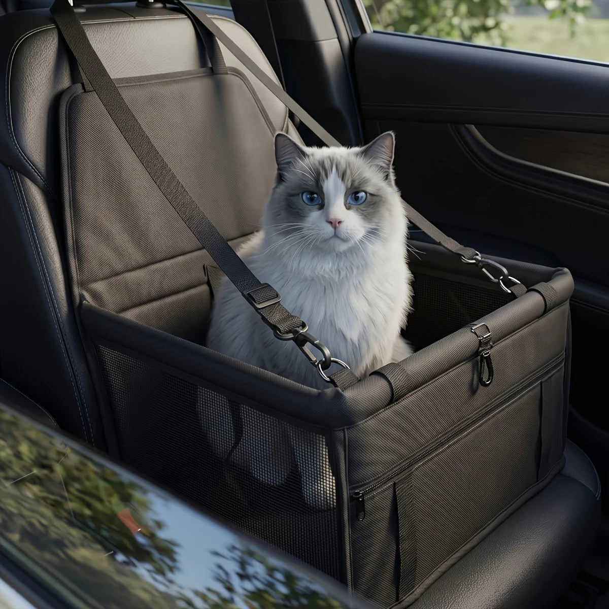PawLuxe Portable Dog Car Seat – Breathable Pet Travel Carrier with Secure Adjustable Straps