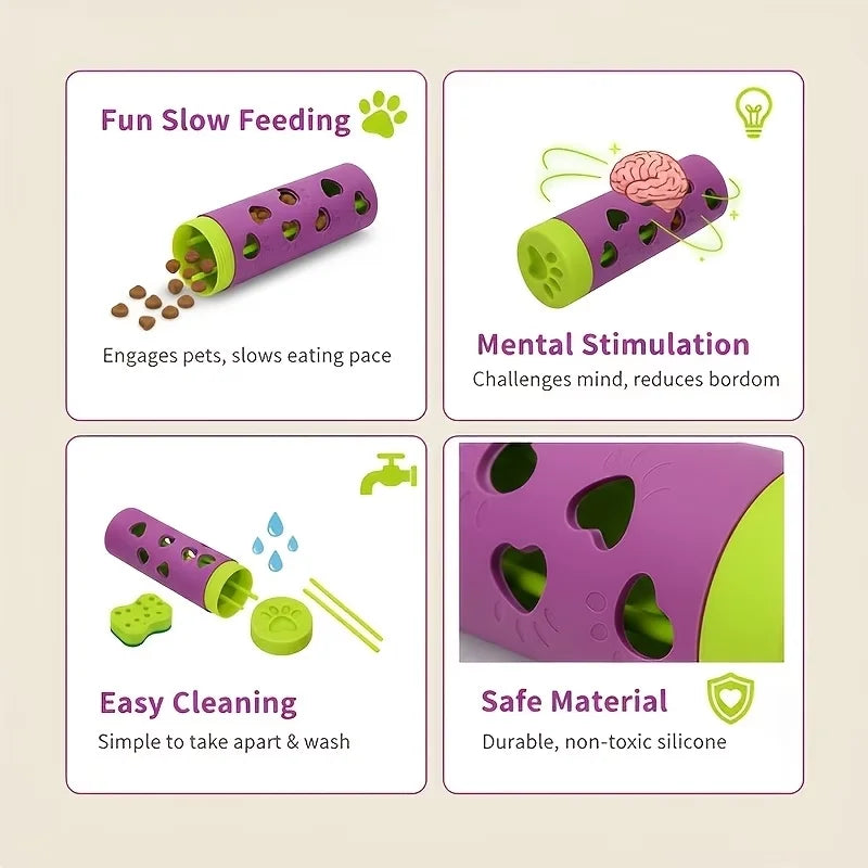 PawLuxe Interactive Slow Feeder Treat Dispenser – Detachable Bite-Resistant Toy for Dogs & Cats