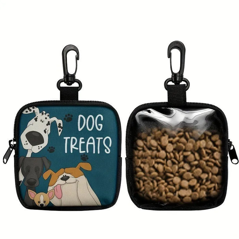 Portable Dog Treat Pouch – Transparent Training Snack Bag with Zipper & Clip
