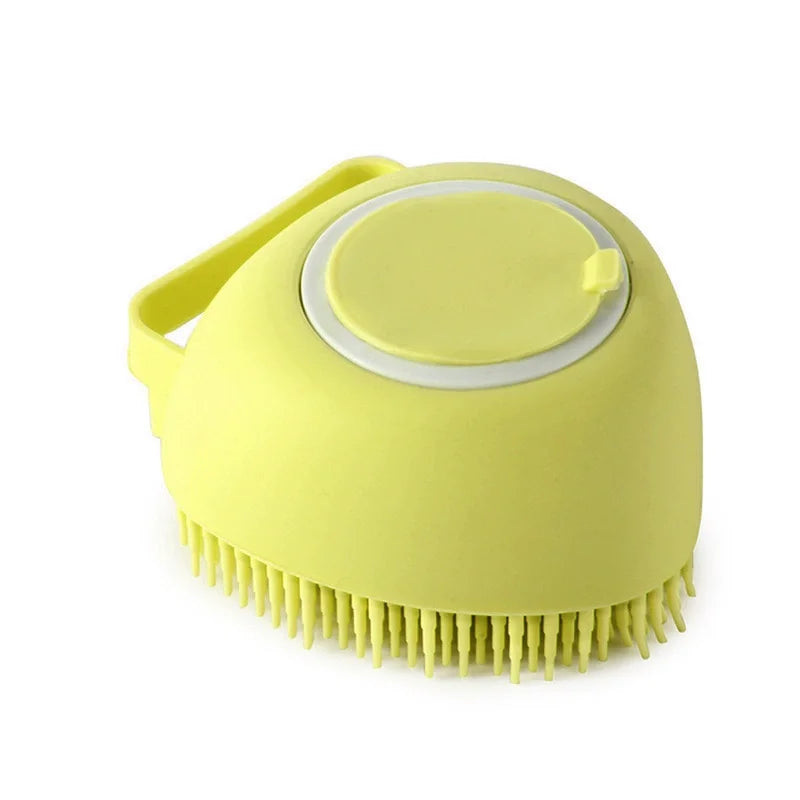 PawLuxe Pet Bath Brush with Shampoo Dispenser – Soft Silicone Grooming & Massage Brush for Dogs & Cats