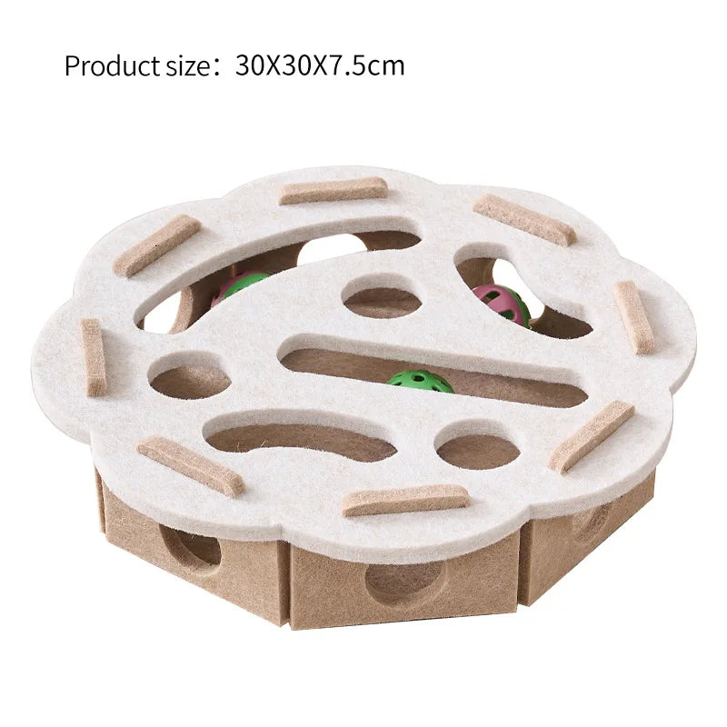 PawLuxe Interactive Cat Puzzle Toy – Felt Maze Tunnel with Bell Ball