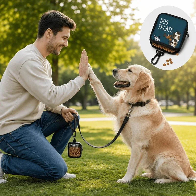 Portable Dog Treat Pouch – Transparent Training Snack Bag with Zipper & Clip