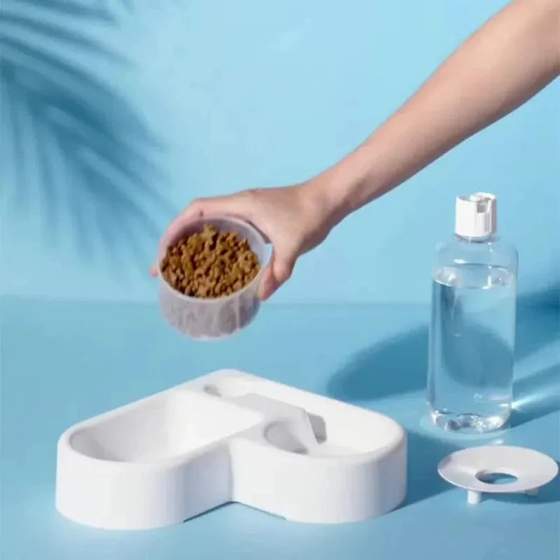 PawLuxe 2-in-1 Pet Food & Water Bowl – Automatic Drinking Bowl for Dogs & Cats
