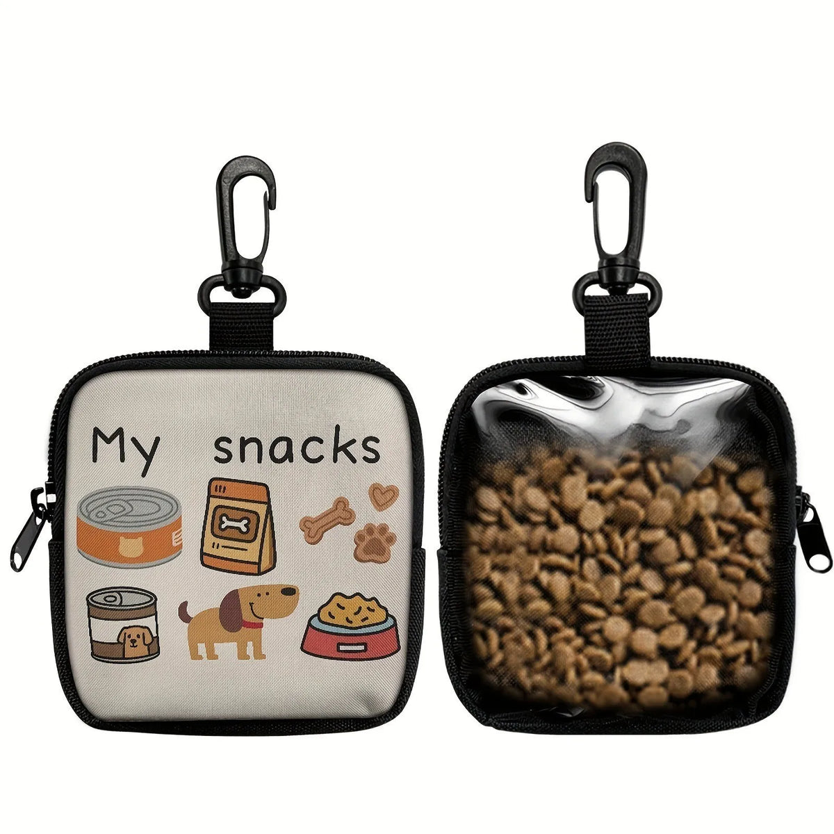 Portable Dog Treat Pouch – Transparent Training Snack Bag with Zipper & Clip