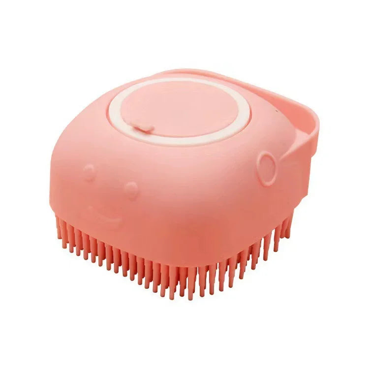 PawLuxe Pet Bath Brush with Shampoo Dispenser – Soft Silicone Grooming & Massage Brush for Dogs & Cats