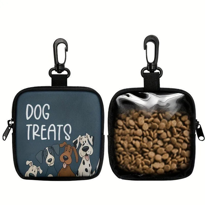 Portable Dog Treat Pouch – Transparent Training Snack Bag with Zipper & Clip