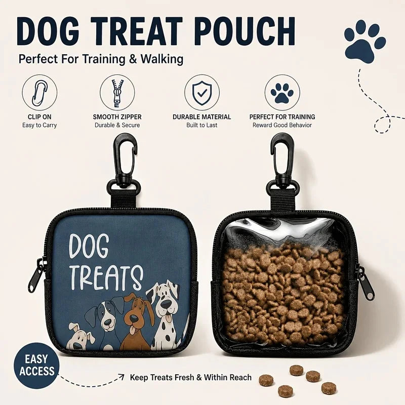 Portable Dog Treat Pouch – Transparent Training Snack Bag with Zipper & Clip
