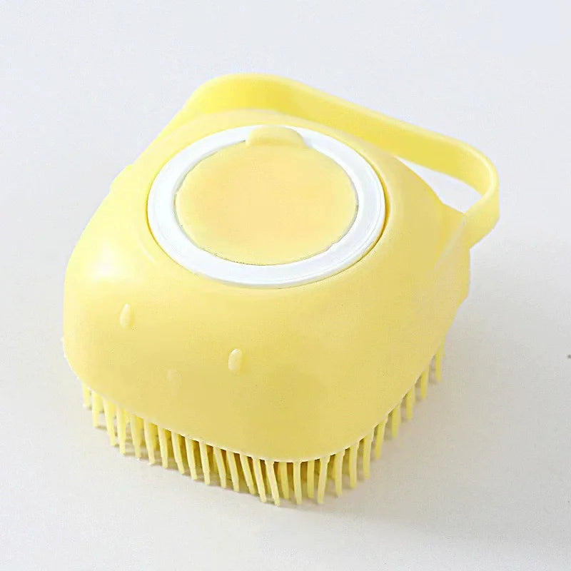 PawLuxe Pet Bath Brush with Shampoo Dispenser – Soft Silicone Grooming & Massage Brush for Dogs & Cats