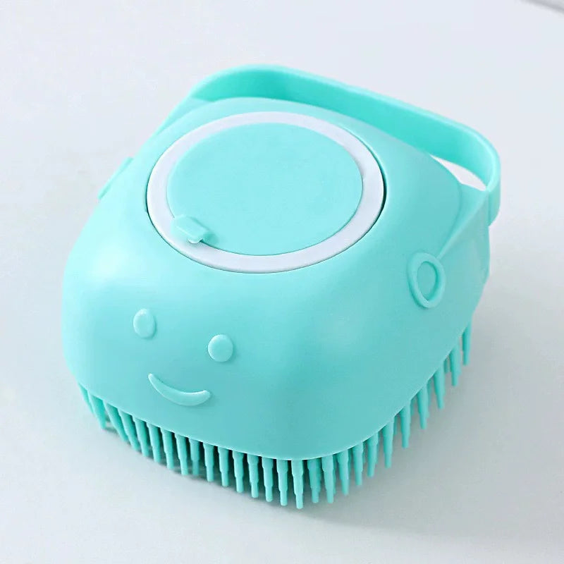 PawLuxe Pet Bath Brush with Shampoo Dispenser – Soft Silicone Grooming & Massage Brush for Dogs & Cats