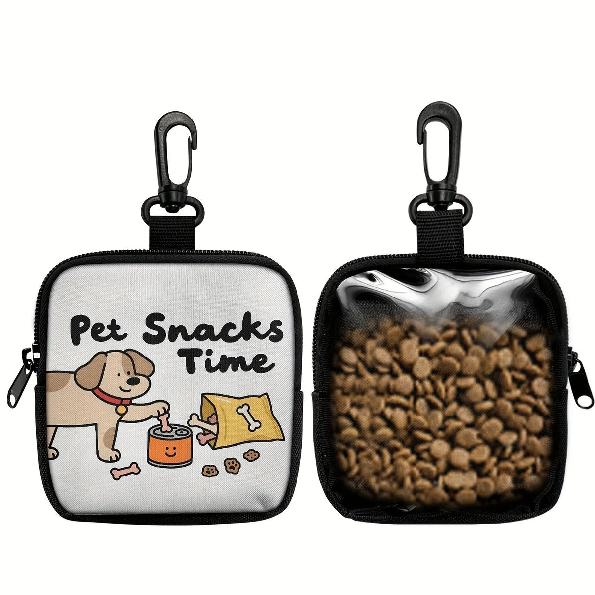 Portable Dog Treat Pouch – Transparent Training Snack Bag with Zipper & Clip