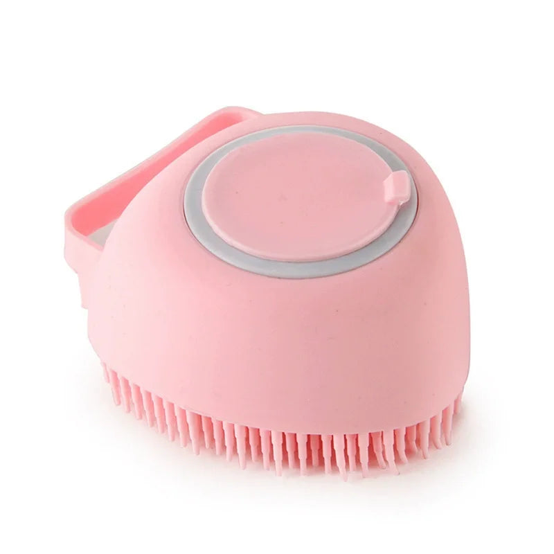 PawLuxe Pet Bath Brush with Shampoo Dispenser – Soft Silicone Grooming & Massage Brush for Dogs & Cats