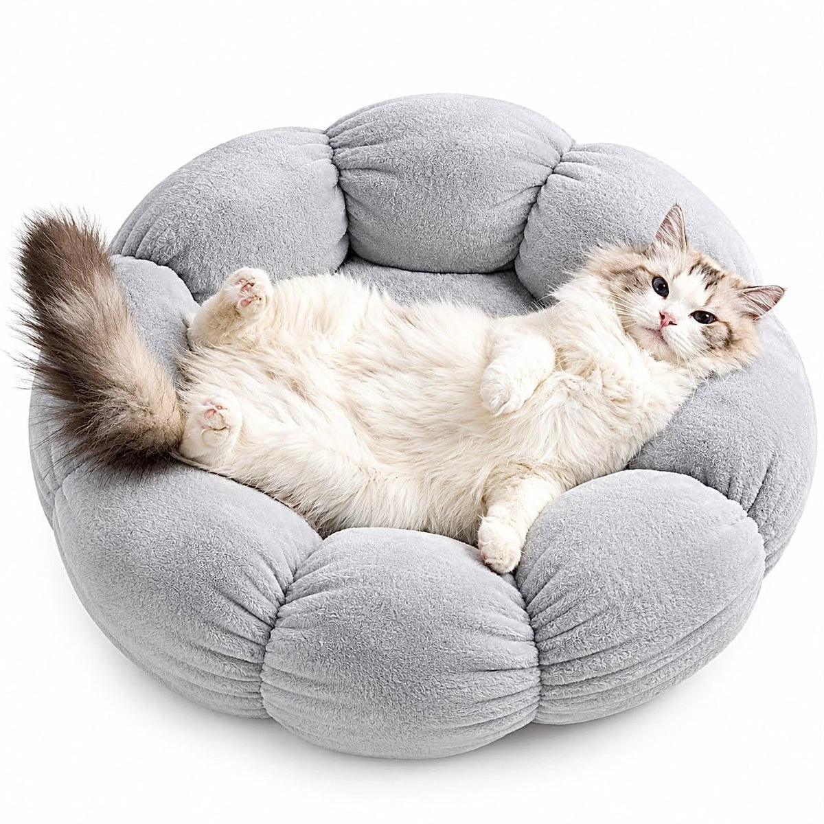 CozyBloom Round Plush Cat Bed