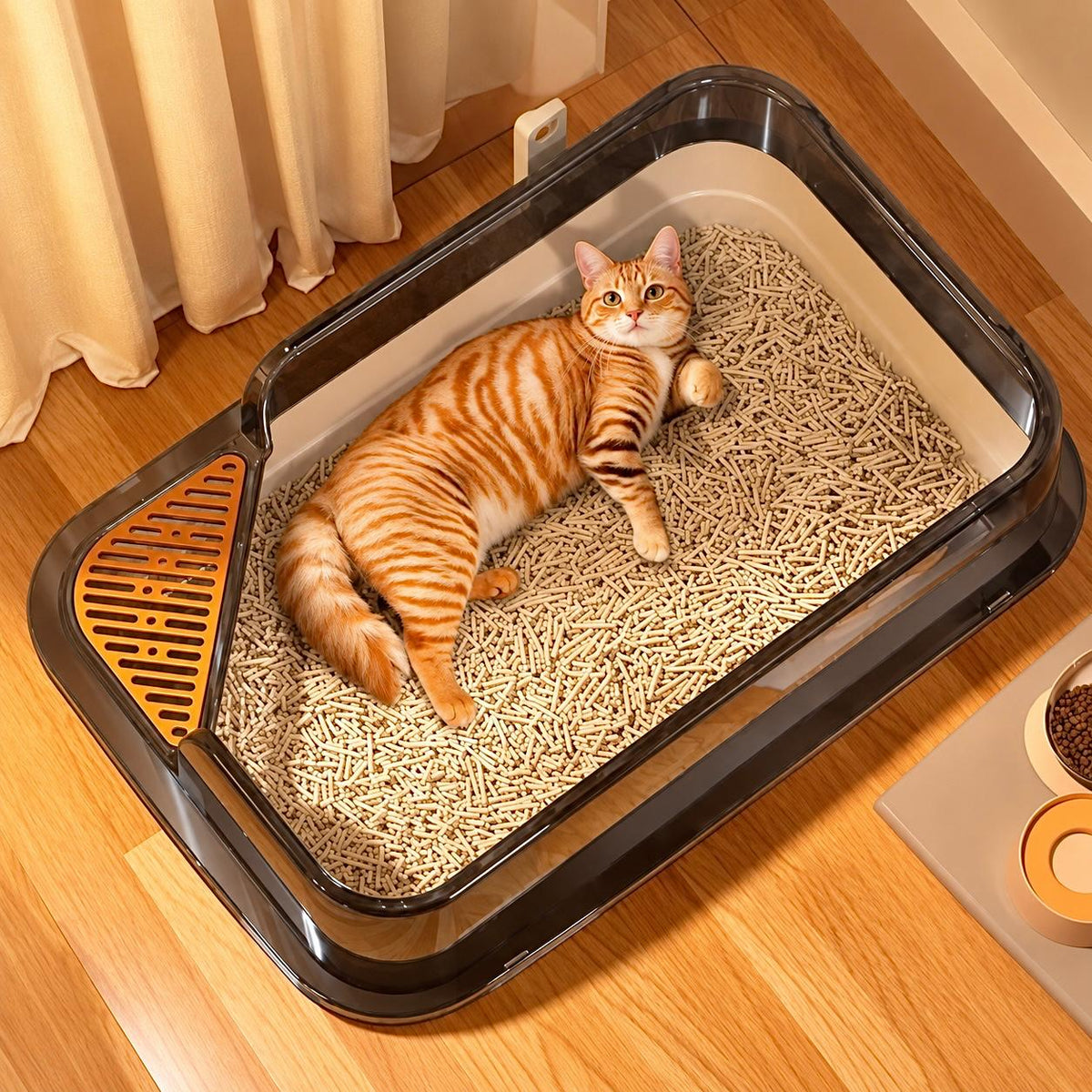 PawLuxe Semi-Enclosed Splash-Proof Cat Litter Box