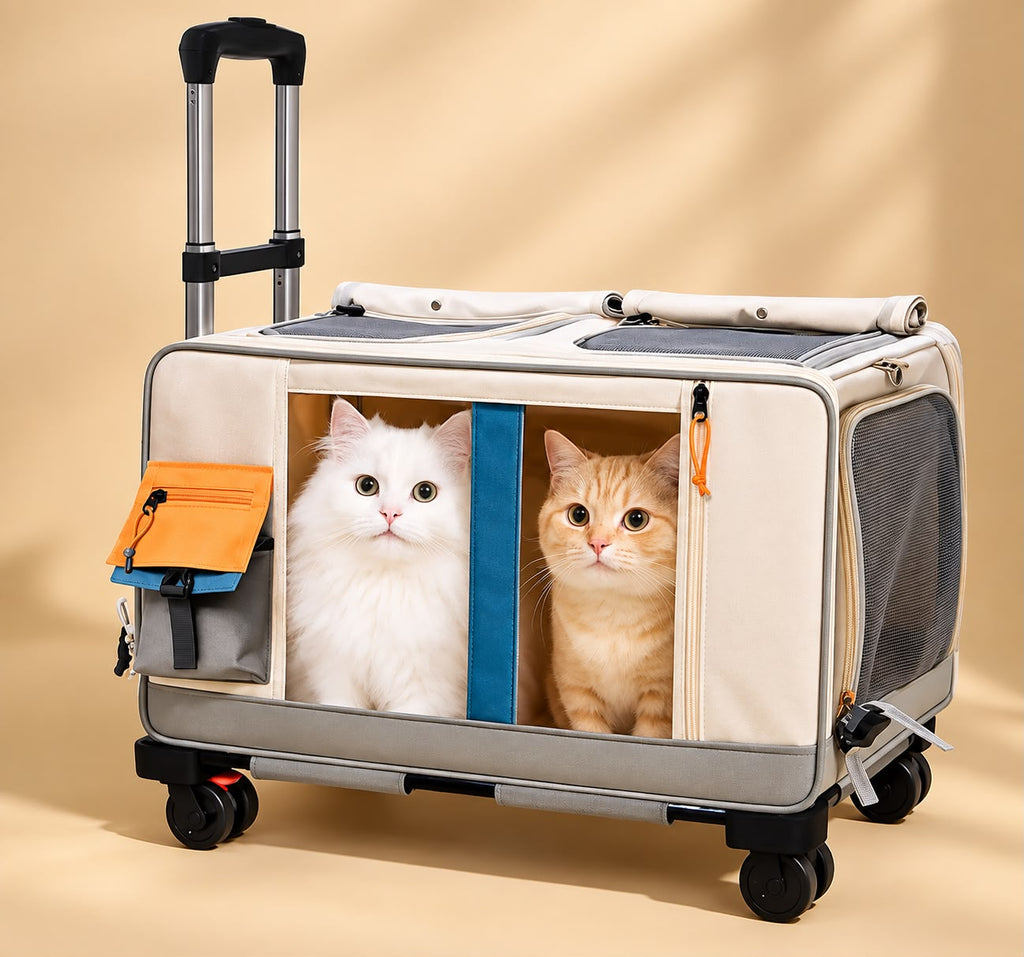 Rolling Pet Carrier with Handle – Large-Capacity Travel Bag